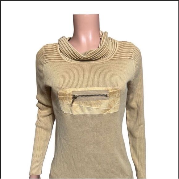 Pulp long sleeve cowl ribbed tan pullover top sweater M - Picture 5 of 7